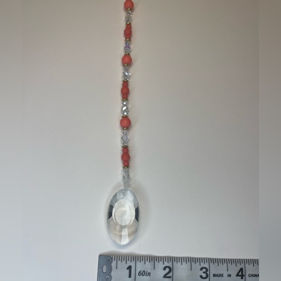Orange with gold accents beaded suncatcher/ rear view mirror car hanging - Picture 2 of 7